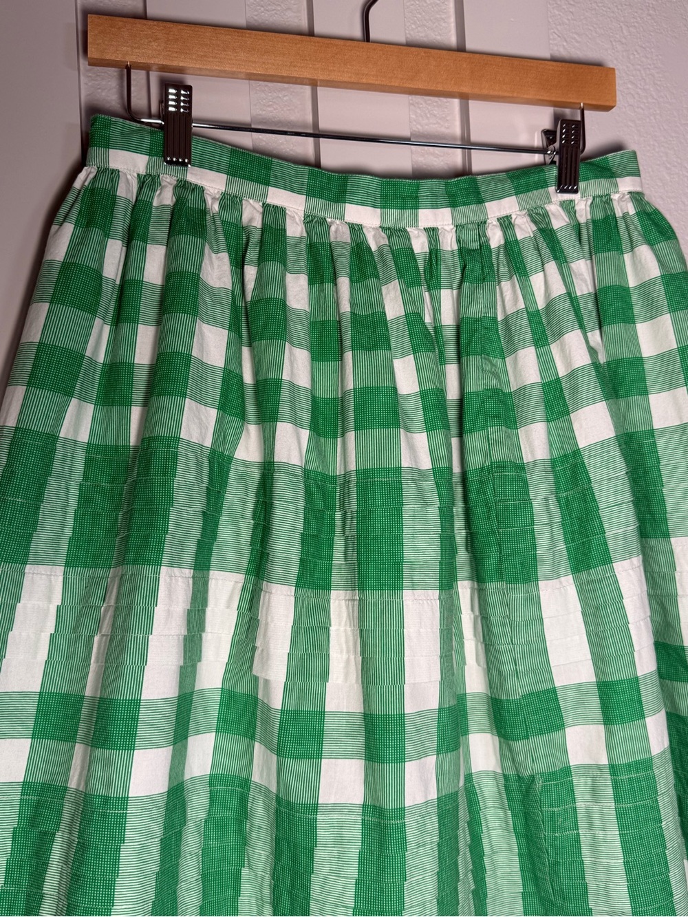 Tommy Hilfiger Kelly Green White Gingham Pleated A Line Skirt Size 6 Preppy - Picture 3 of 11
